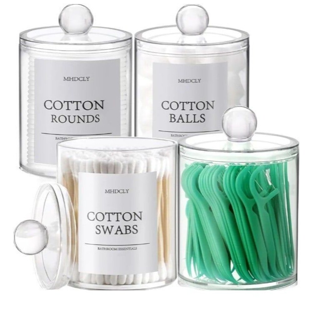 New! 4 PC Clear Plastic Bathroom Organizer Set